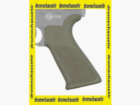 Hogue Grip with rubber grip and no finger grooves with beavertail for AR15, M4, OD Green