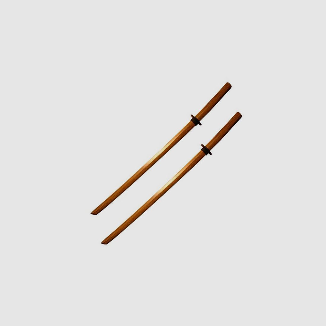 2 Bokken aus Holz ohne Griff Wicklung