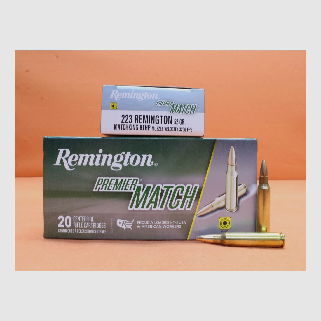 Remington Patrone .223Rem Remington 52grs BTHP (RM223R2) VE 20 Patronen (Matchking)/ 3,37g Hohlspitz-Torpedoheck-Match