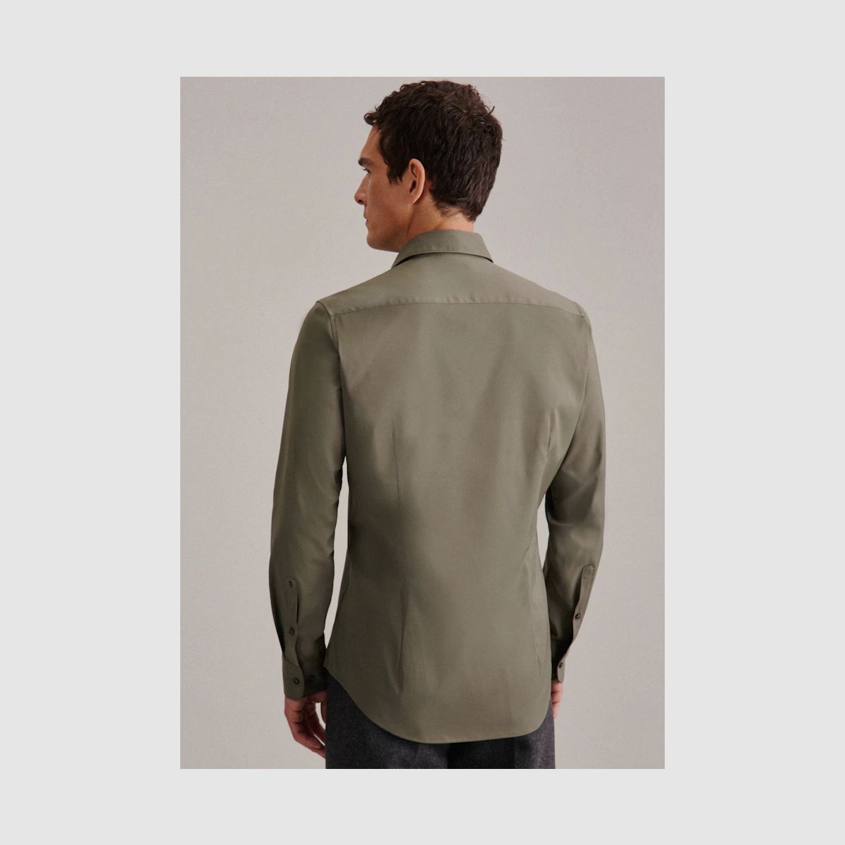 SEIDENSTICKER Twill performance shirt in slim with Kent collar green