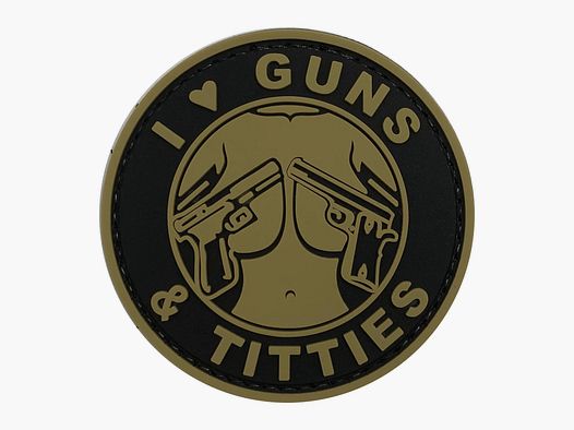 ASMC 3D Patch I love Guns and Titties - Tan