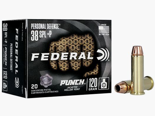 Federal Personal Defense Punch .38 Special 120GR JHP 20 cartridges