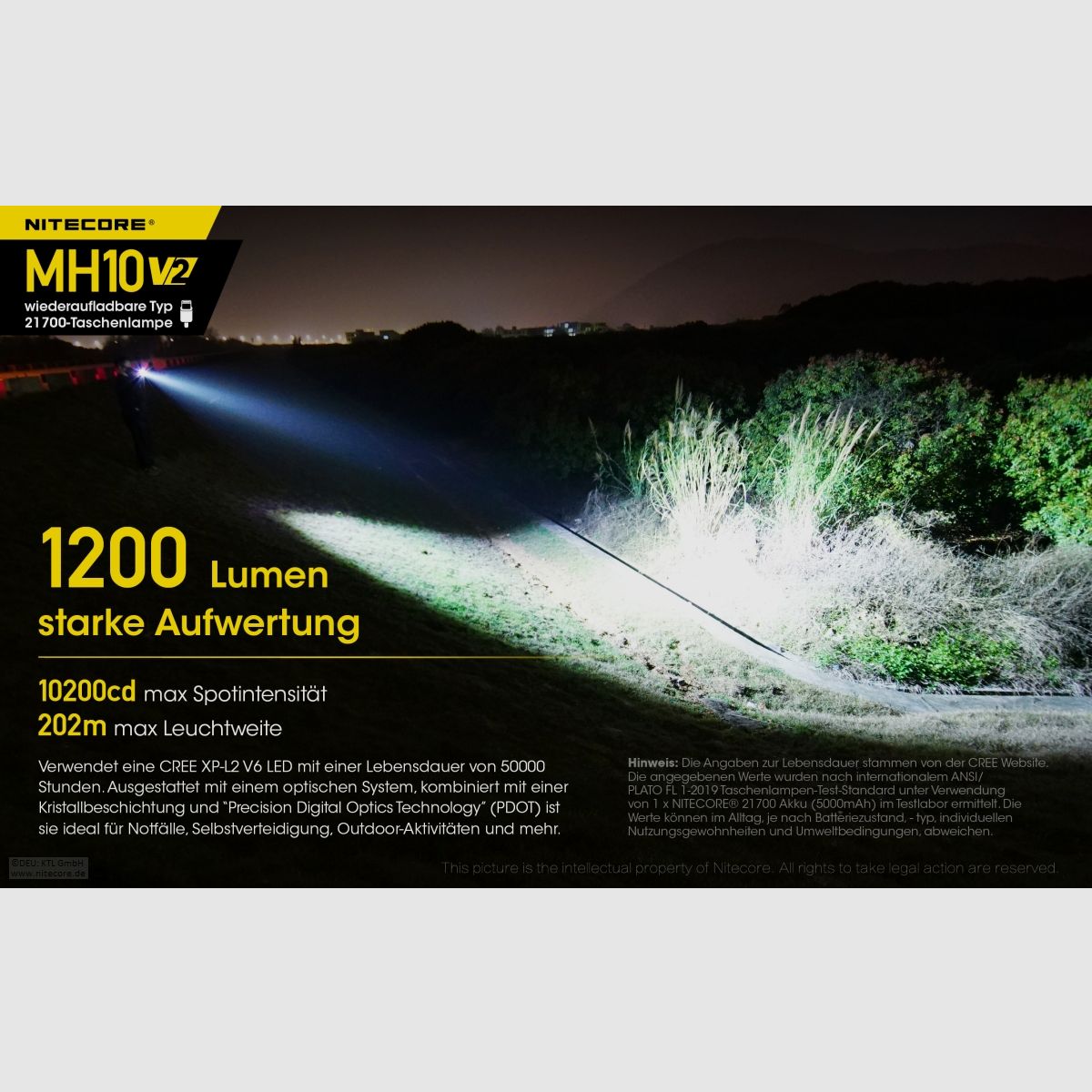 Nitecore MH10V2 Taschenlampe MH10 V2 1200 Lumen