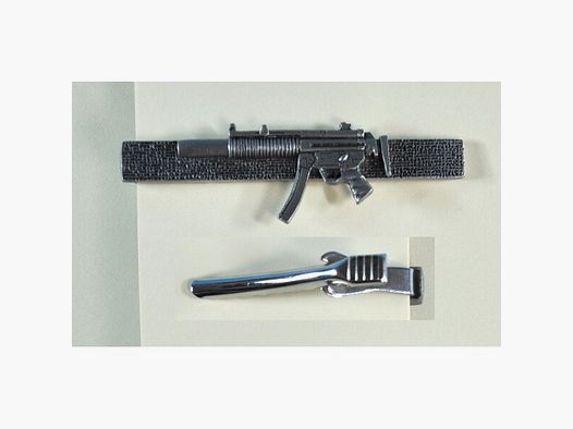 H&K MP5 mit Schalldämpfer als Krawatten-Klammer