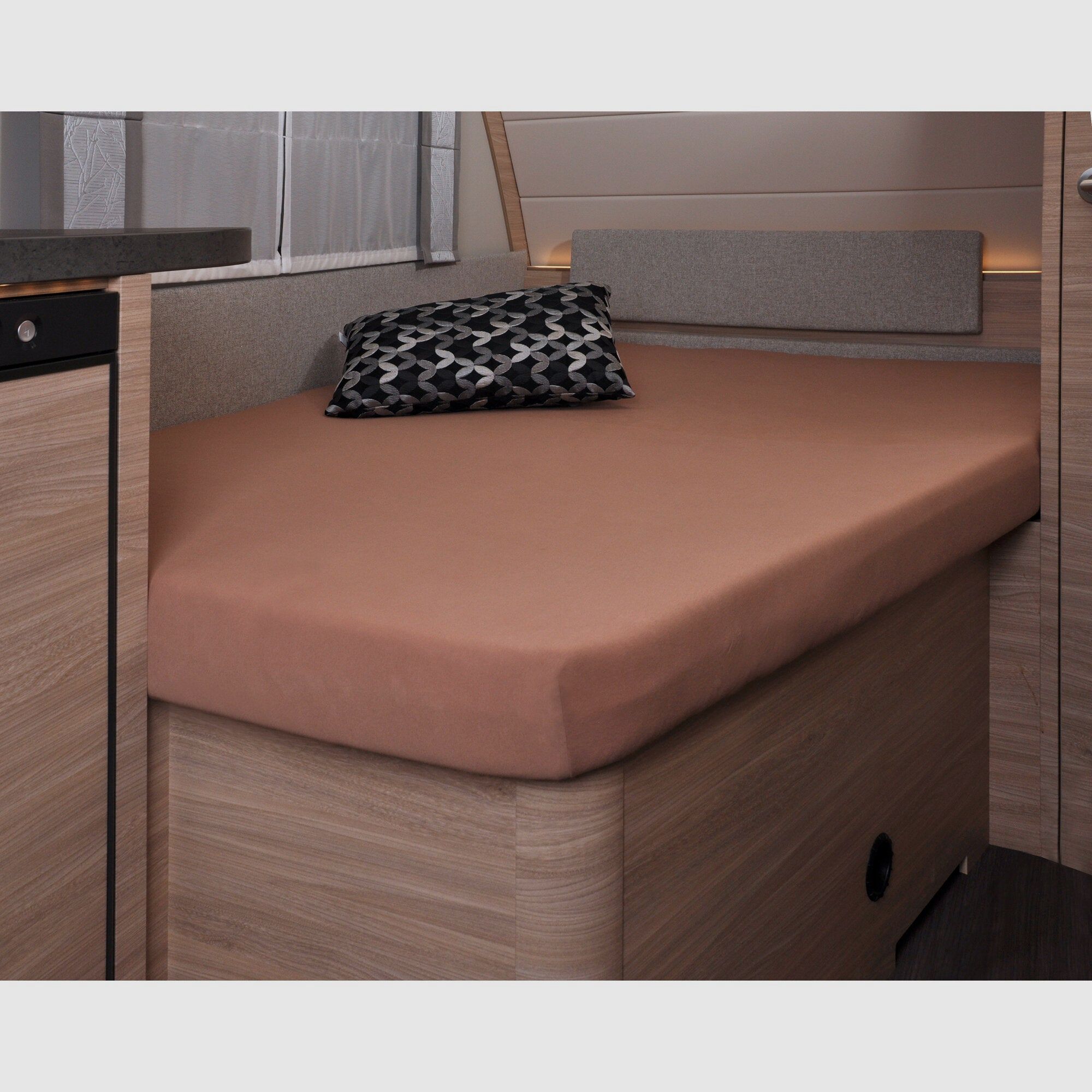 Lenzuolo con angoli, 137 x 195 (110 / 90) cm per letto francese in caravan, titanium, immagine 2 di 4