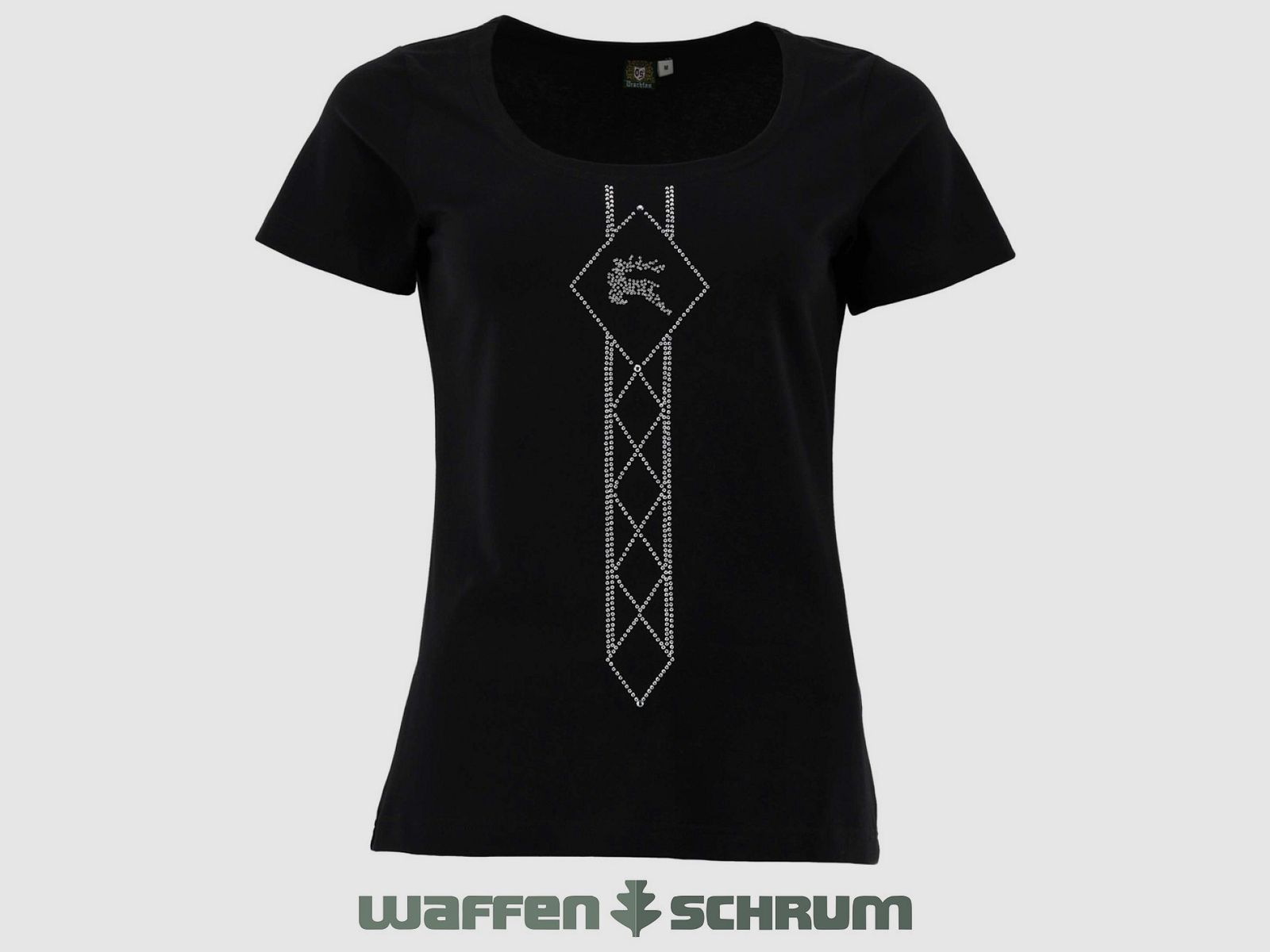 OS Trachten T-Shirt Okrągły Dekolt Kryształki