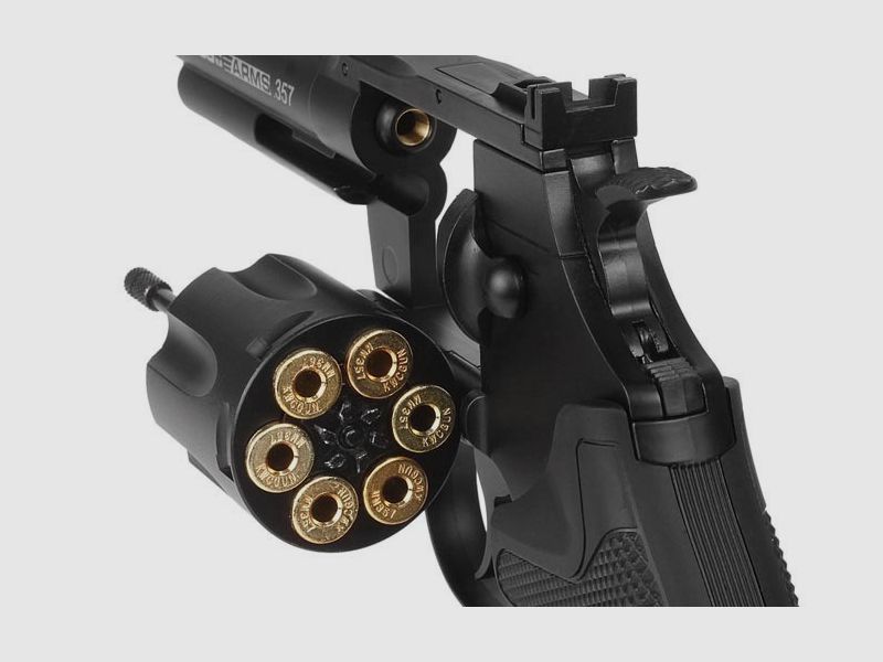 SWISS ARMS Revolver 357-6 Zoll CO2  4,5mm BB mit Messing Ladehülsen/ Patronen neuwertig TOP 