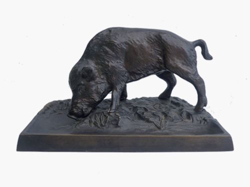 Lovergreen Bronzestatue Motiv wühlender Keiler Bleistifthalter