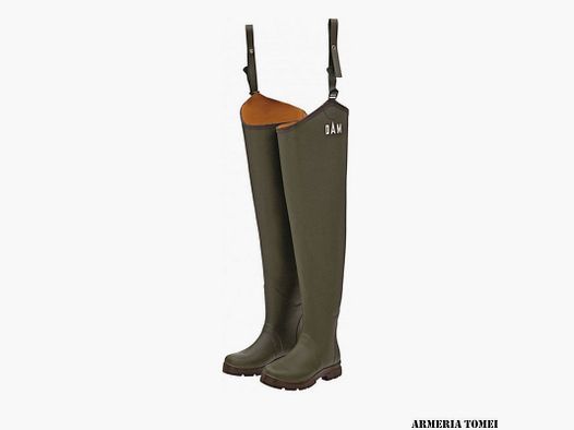DAM EFFZET – FLEX RUBBER HIP WADER BOOTFOOT CLEATED GREEN