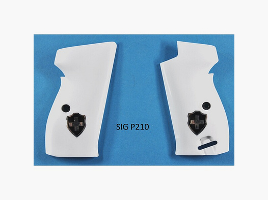Weiße Griffschalen für Pistole SIG P210 mit schweizer Logo