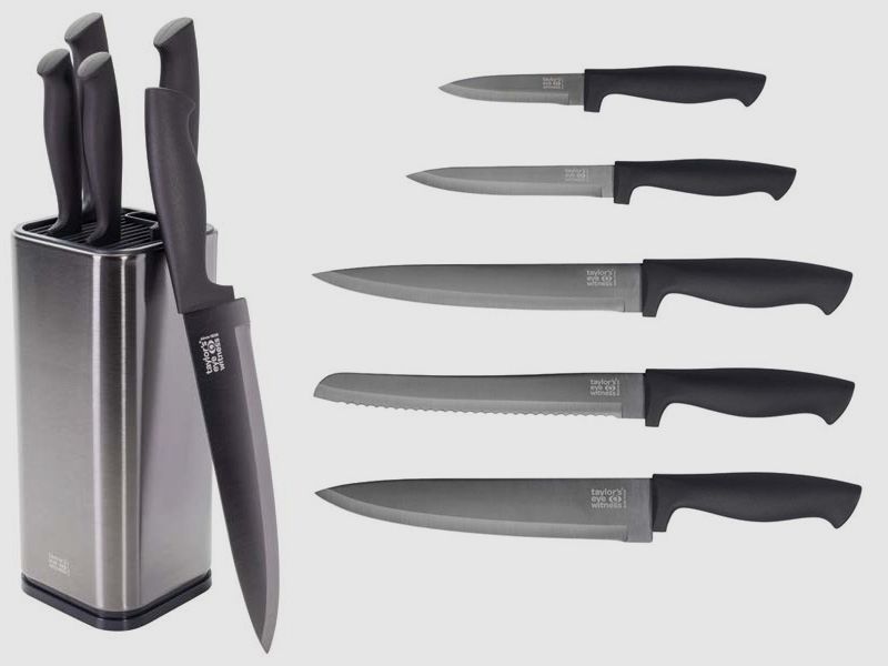 Set di coltelli da cucina TITANIUM di Taylor's Eye Witness, 5 pezzi, SoftGrip, blocco coltelli