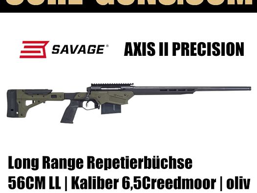 Savage Arms AXIS II PRECISION Savage Axis 2 Precision 56cm LL, 6,5Creedmoor, Repetierbüchse oliv UVP: 1399