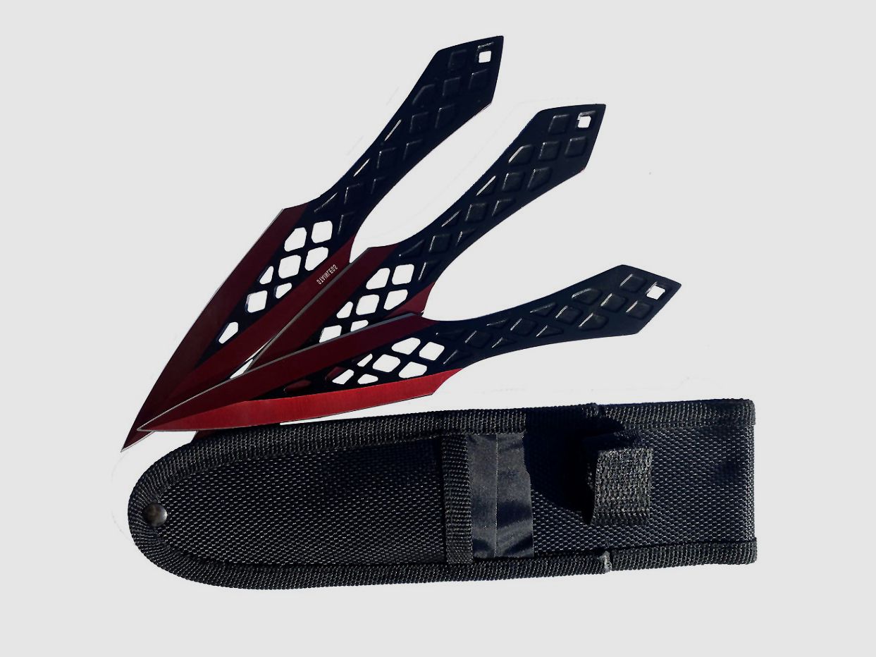 Kunai 3er Set Wurfmesser mit Nylon Scheide