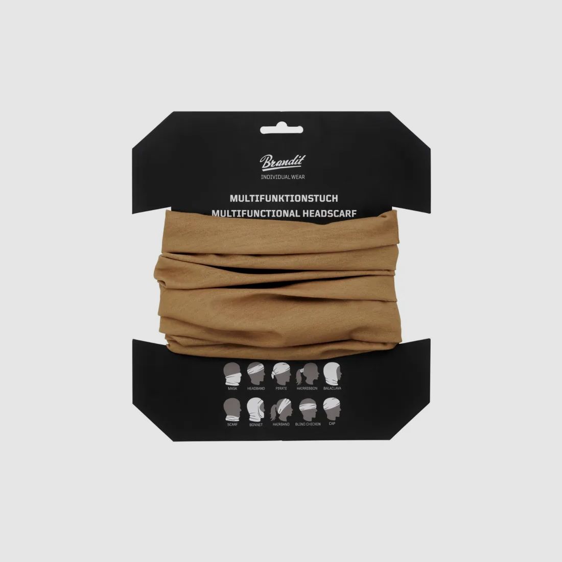 Multifunctional cloth (tube scarf) for head, face, neck - One size - Camel / Beige