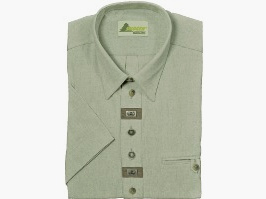 Hemd Chambray 1/2-Arm - mit Zierteil / Beinknopf