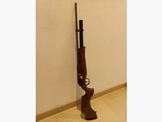 Absolutes Unikat: Walther Dominator Holzschaft 6,35mm (.25) – Kaum geschossen (ca. 150 Schuss)! + Alu-gefräste Laufbrille, 3x Custom Quickfill-Kartuschen & 4 Magazine