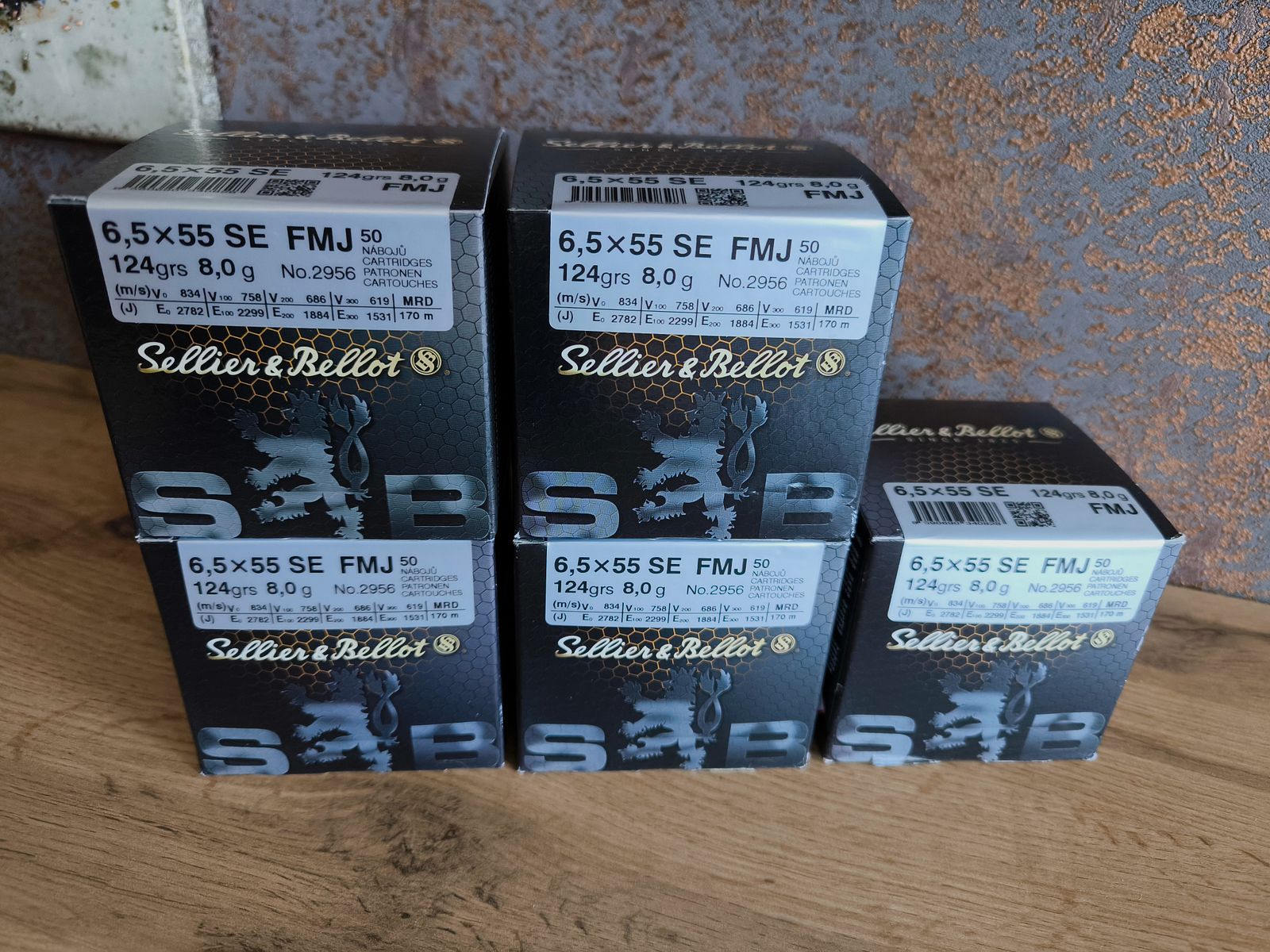 Sellier & Bellot 6,5x55 FMJ 8,0g / 124grs.(50 Patronen je Packung) S&B Munition 6,5 x 55 Schweden Mauser 