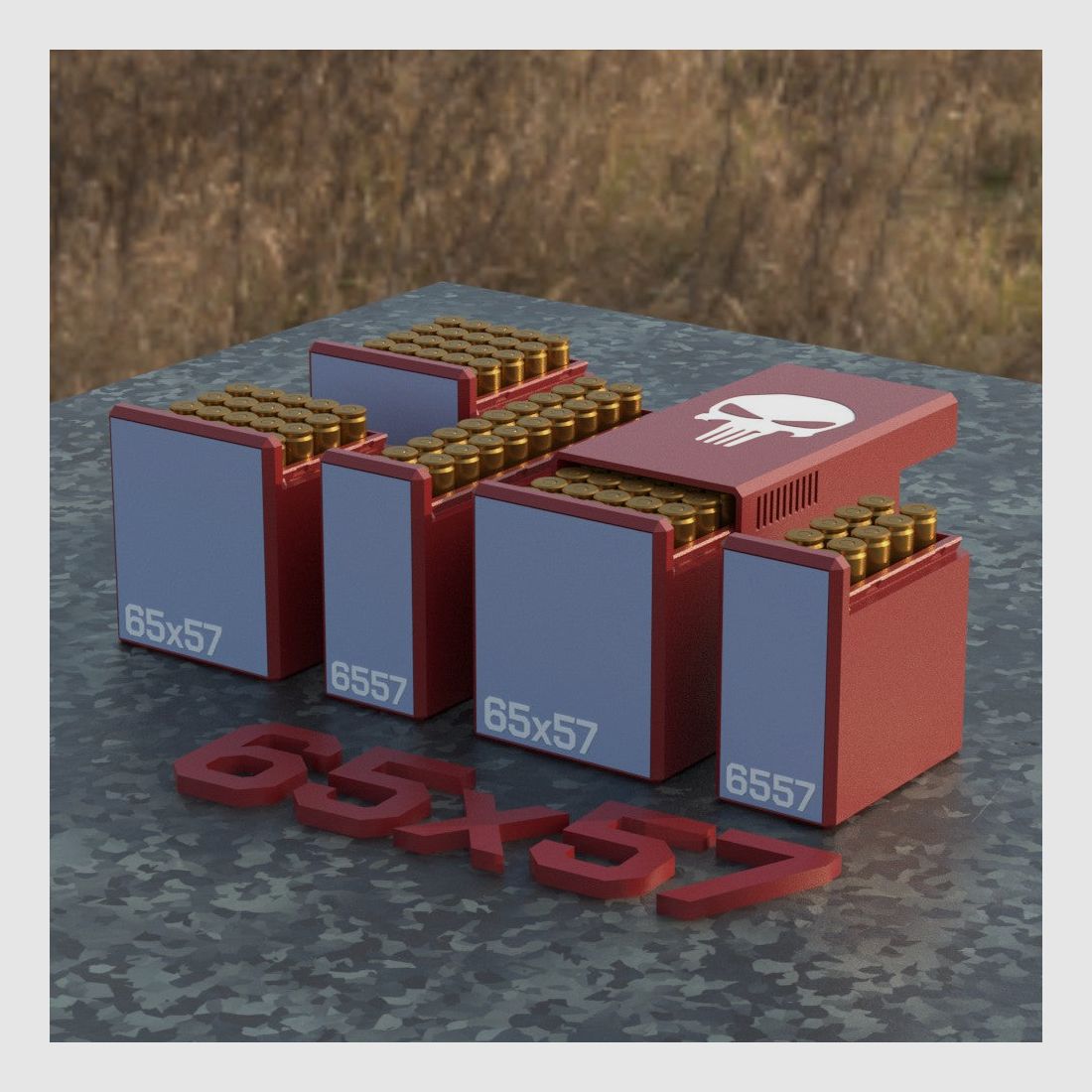 Filamelt Munitionsbox / Ammo Box 6.5x57 – Patronenbox für 50 Schuss, Made in Germany