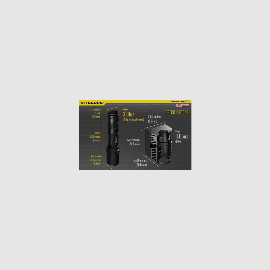 Nitecore R25 zaklamp, 800 lumen, afbeelding 28 van 30