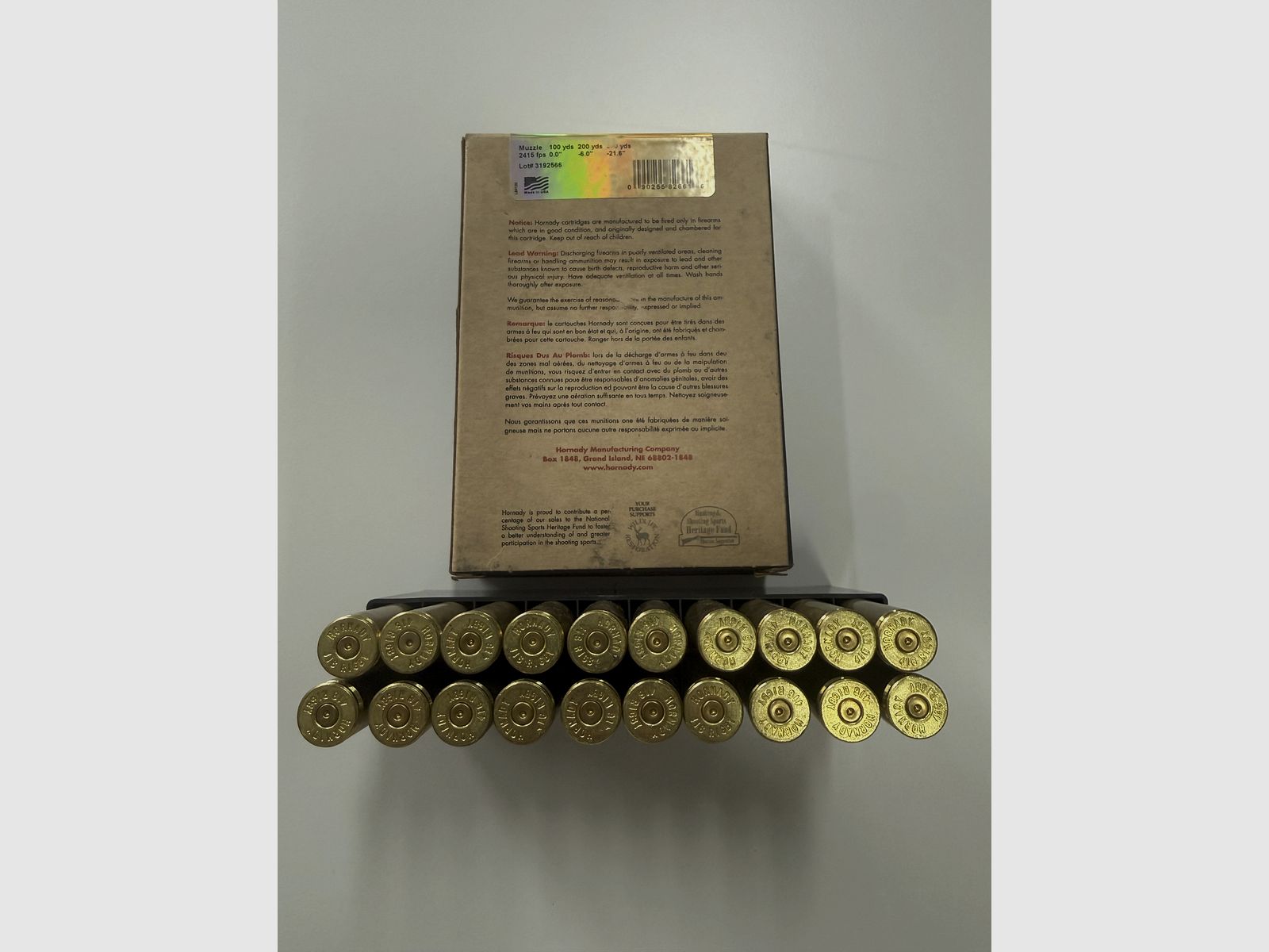 .416 Rigby Hornady hulzen in de originele verpakking