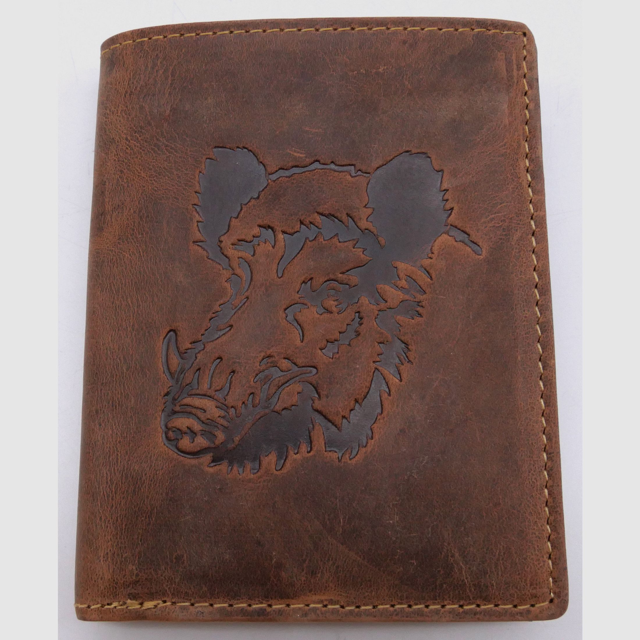 Greenburry Leder Geldbörse braun Vintage Animal Collection Wildschweinkopf 1701-Wild Boar-25
