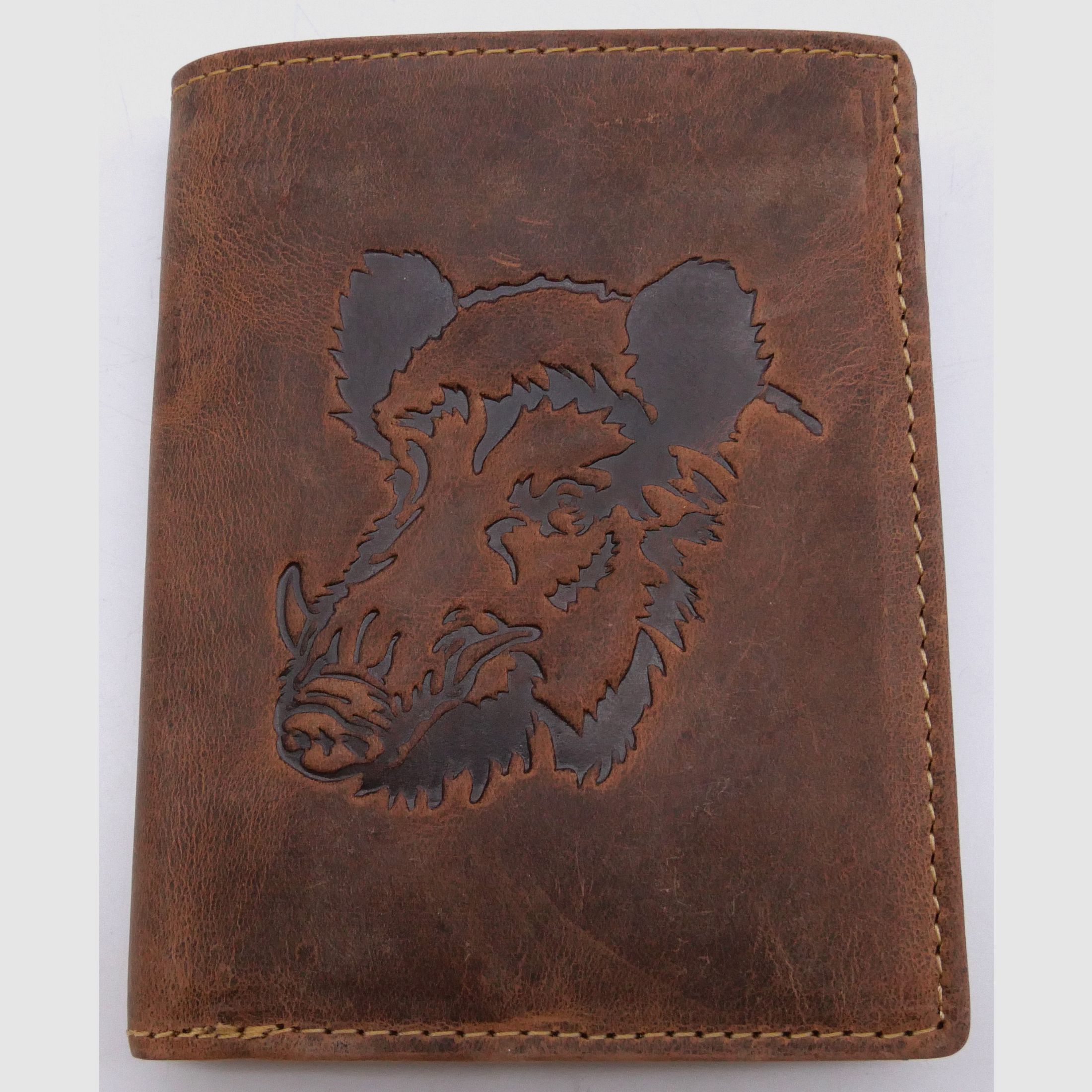 Portafoglio in pelle Greenburry marrone Vintage Animal Collection testa di cinghiale 1701-Wild Boar-25