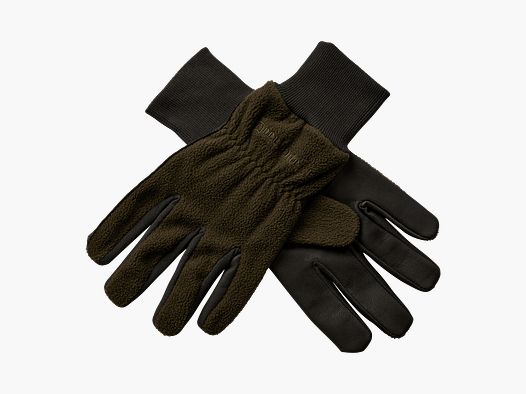 Deerhunter Fleece Gloves w. Leather Art Green L