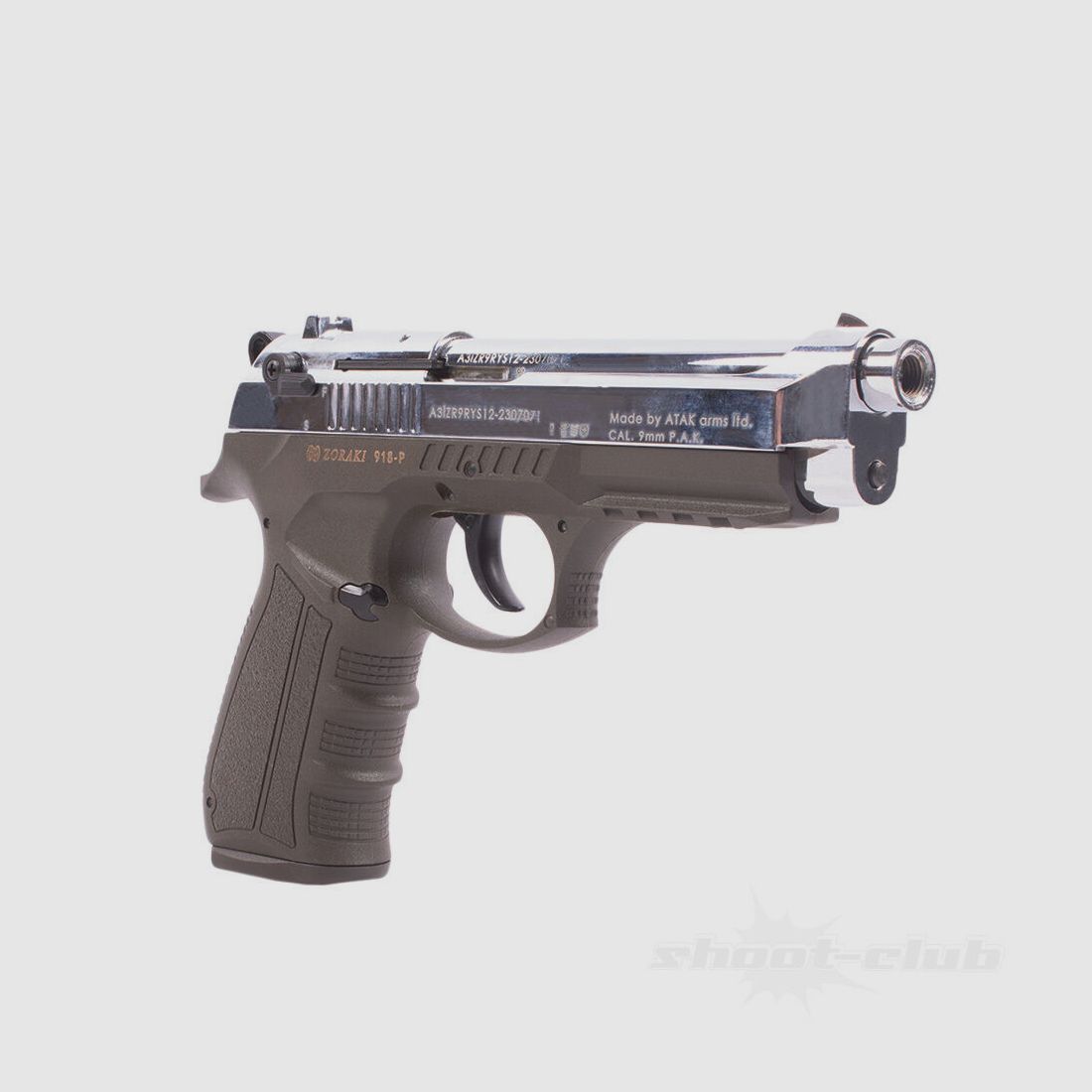 Zoraki 918-P blank pistol 9 mm P.A.K. chrome ODG