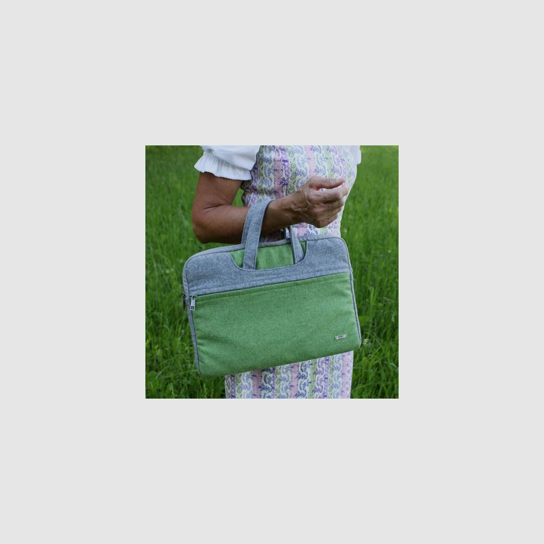 Borsa per laptop Gloria in verde e grigio