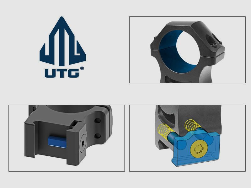 UTG Montage PRO P.O.I., medium, Tubus 30mm, fĂĽr Weaverschiene, Alu, schwarz