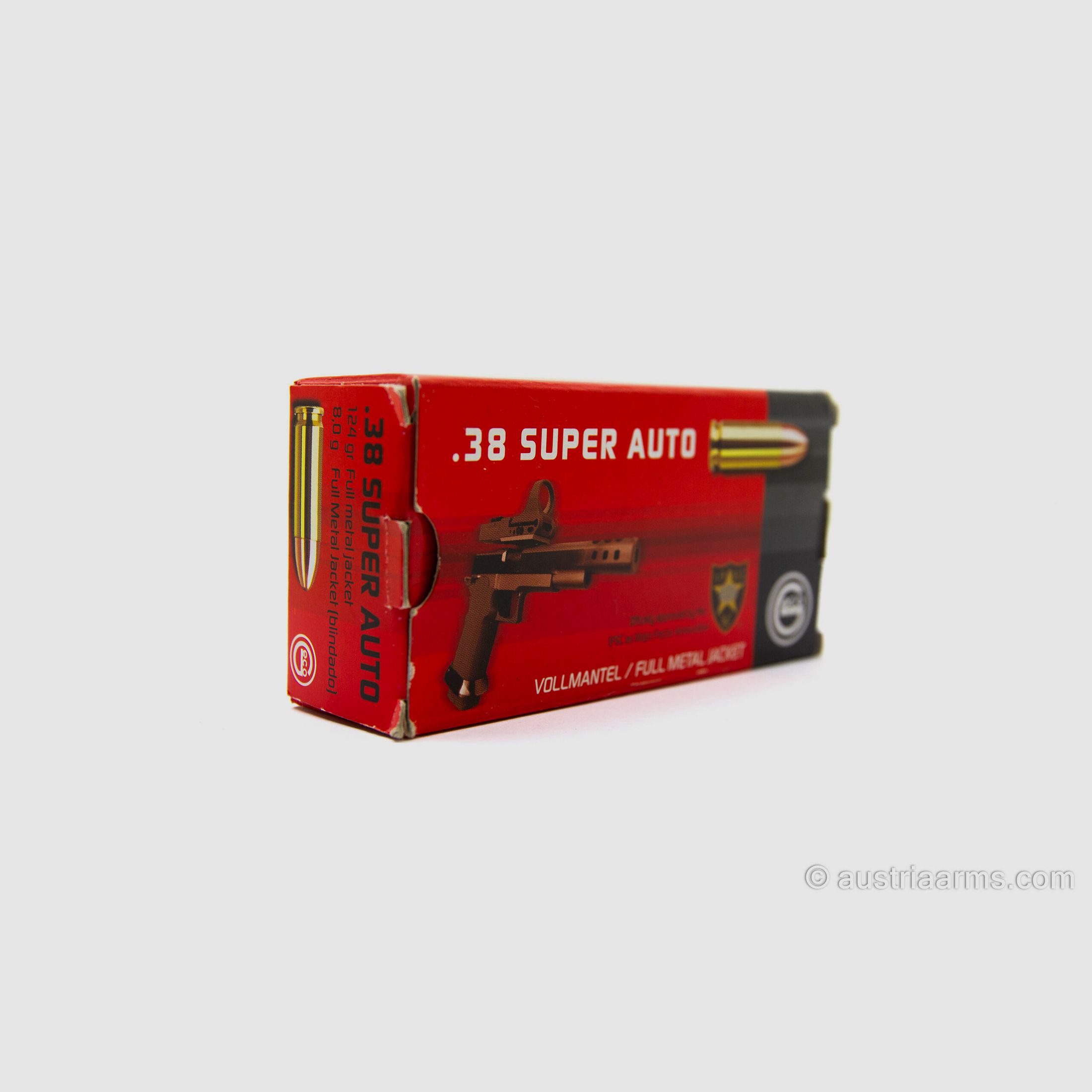 Geco .38 SUPER AUTO FMJ 124grs – Full Metal Jacket, image 1 of 2