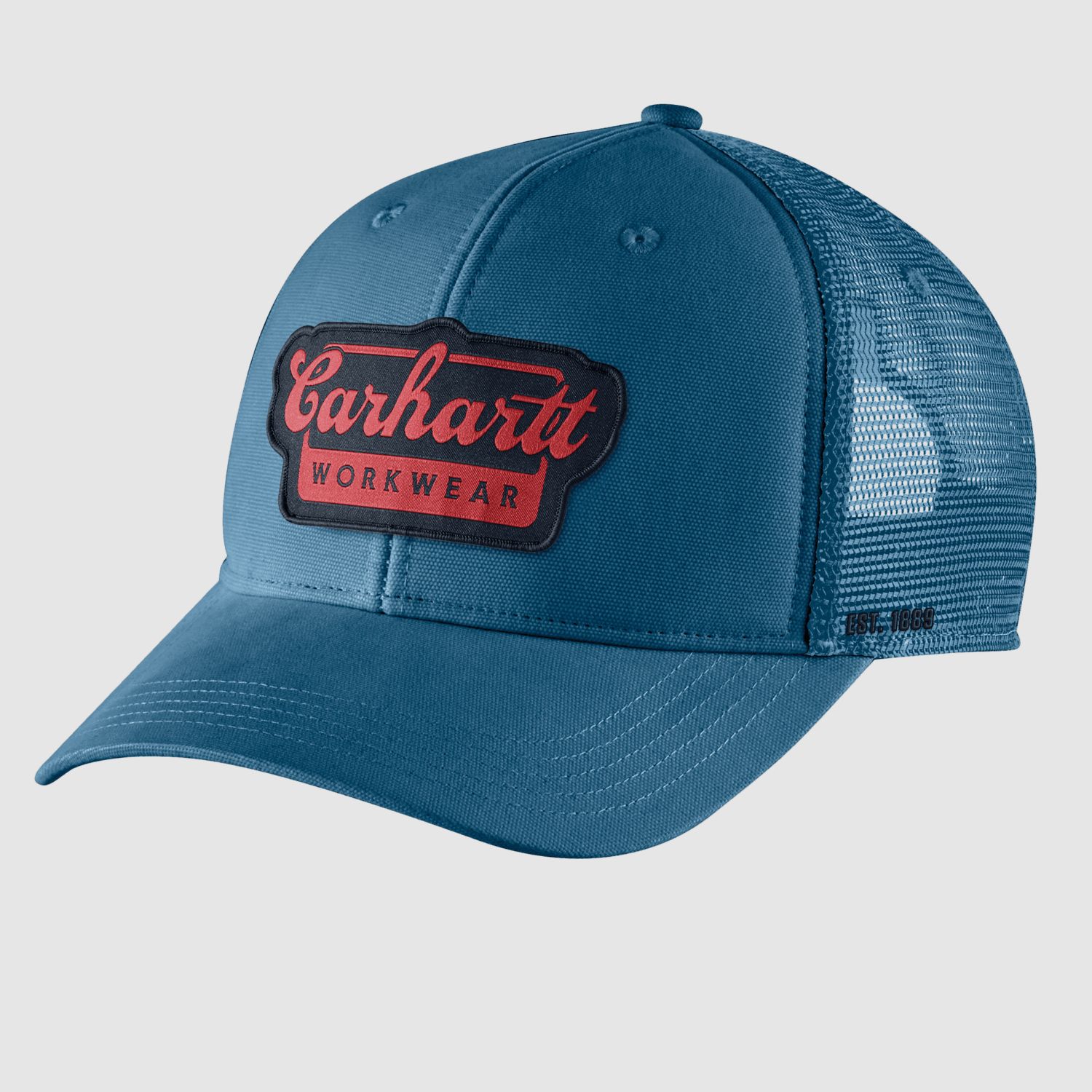 Czapka Carhartt Rugged Flex™ Twill Mesh-Back Script Patch Mężczyźni Ciemny Spokojny Niebieski