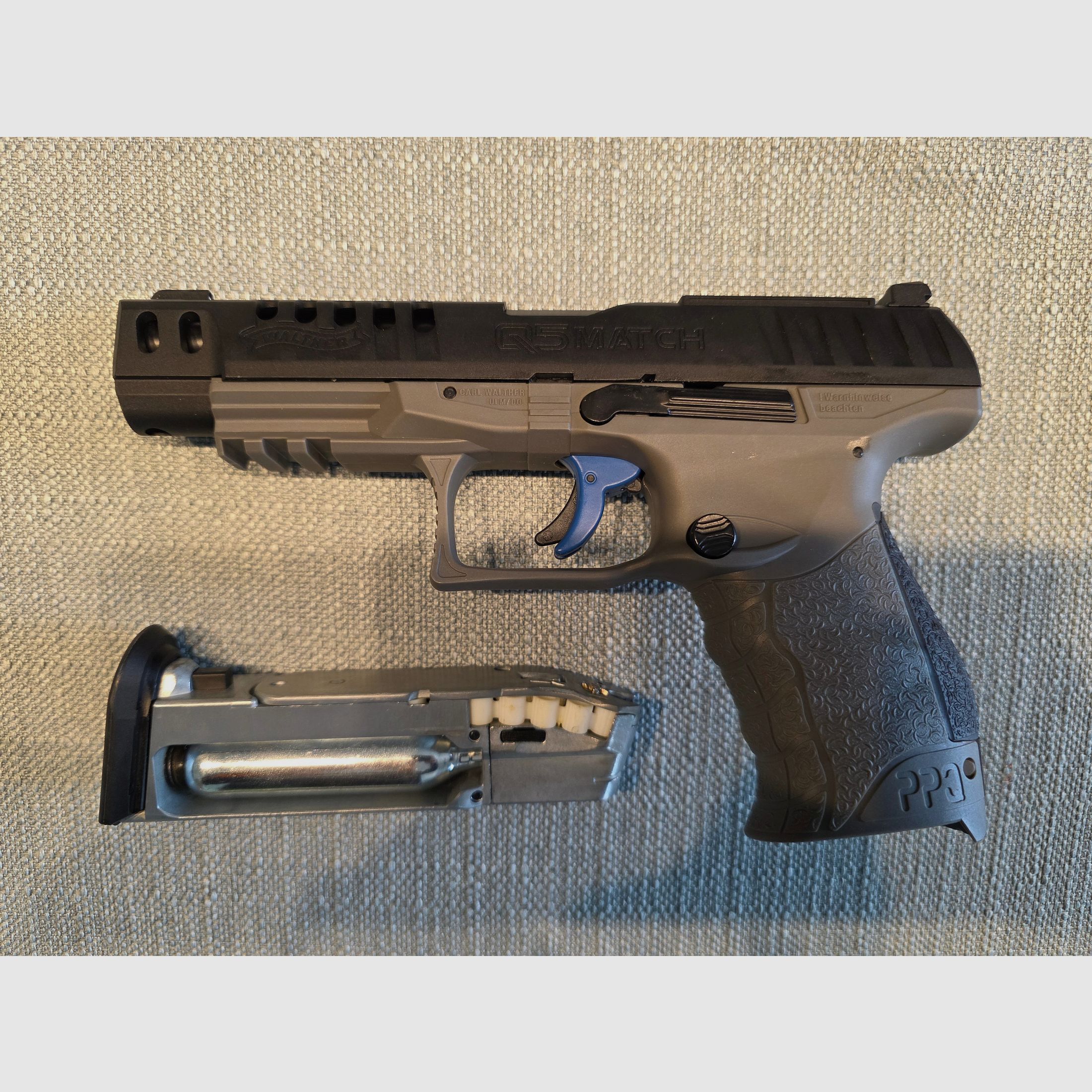 Walther Q5 Match 5" Combo Set Tungsten Gray - Pistola Blowback Co2 4,5 mm Diabolo con accesorios, imagen 4 de 9