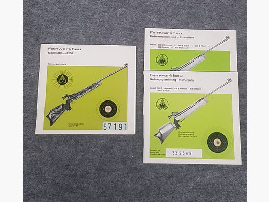 Feinwerkbau FWB Mod. 300S 300 200  Beschreibung Bedienungsanleitung Luftpistole Luftgewehr KK Gewehr Co2 Pistole siehe Beschreibung. Preis ab