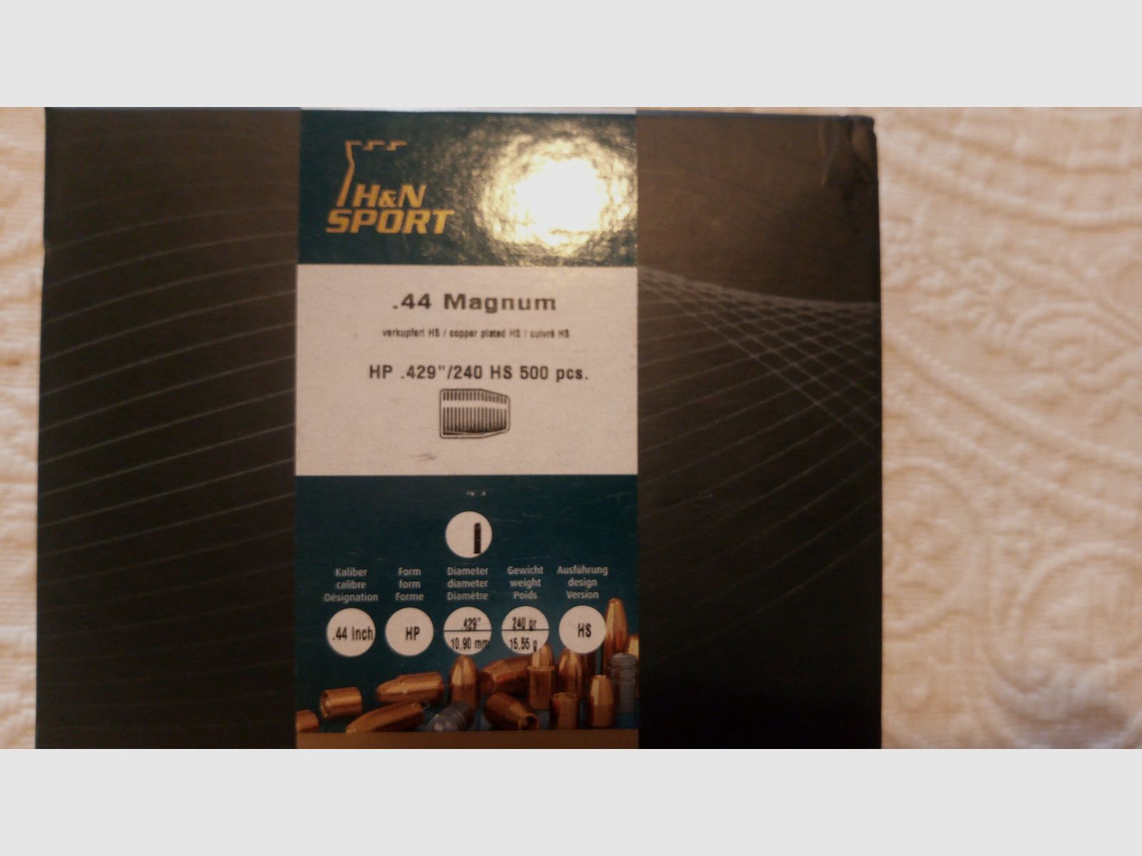 500 H&N Sport .44 Magnum .429" 240gr HP HS proyectiles NUEVO OVP, imagen 1 de 6