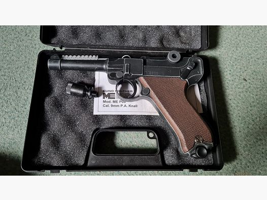 ME Model P08 Parabellum blank firing pistol 9 mm P.A.K. antique finish