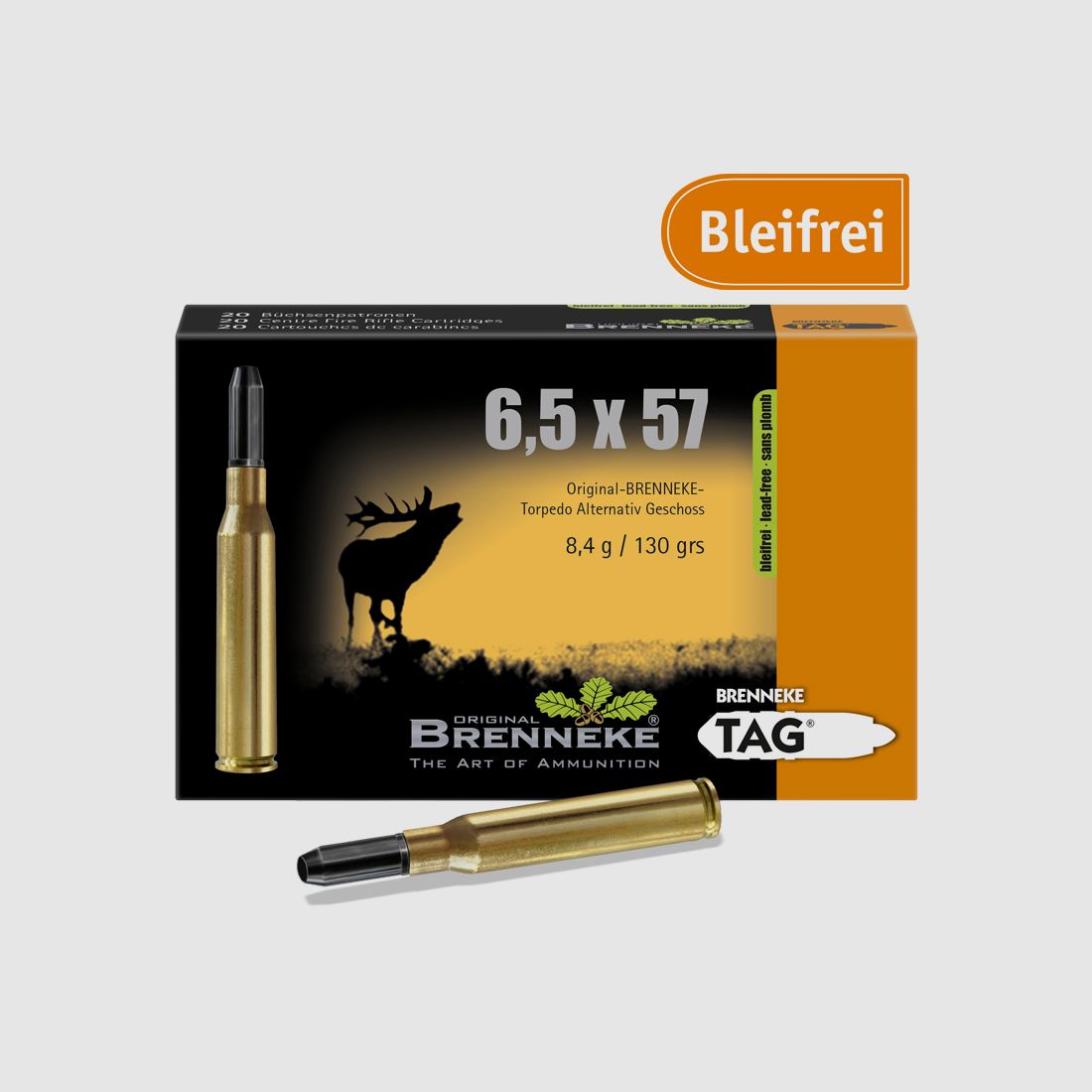Brenneke 6,5x57 130GR TAG 20 patronen