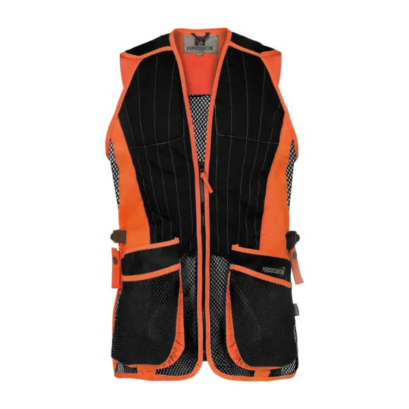 Gilet Trap Shooting Percussione Nero e Arancione, immagine 1 di 2