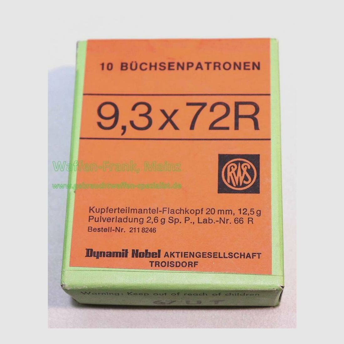 RWS (WZd.Fa.Rottweil) Büchsenpatronen 9,3x72R