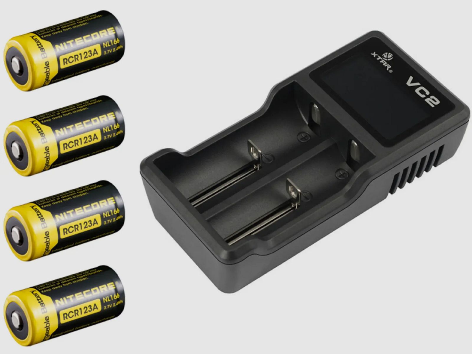 Ladegerät mit passenden Lithium Akkus CR123