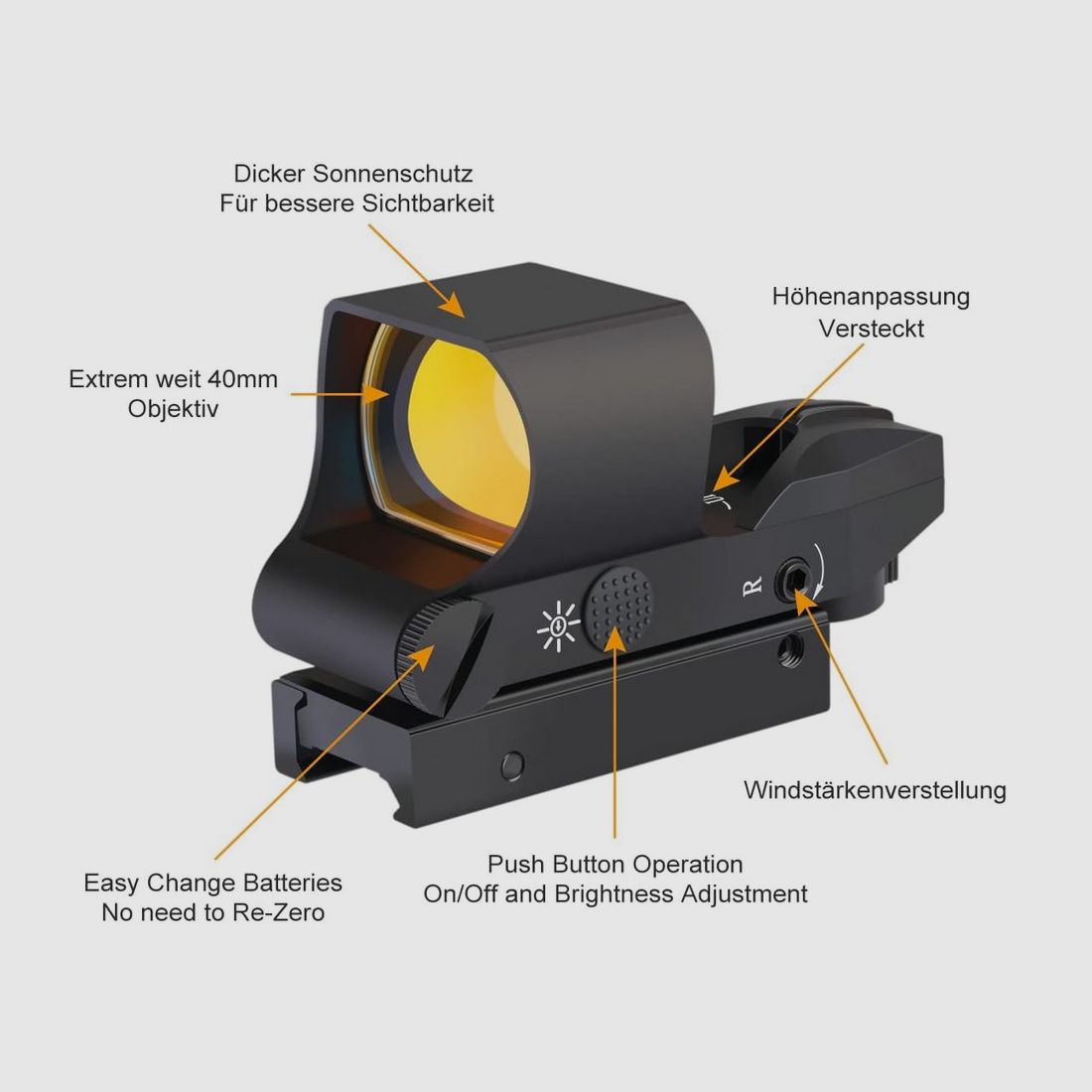 Feyachi RS-30 Red Dot - Red dot sight for Picatinny - 4 different reticles - red