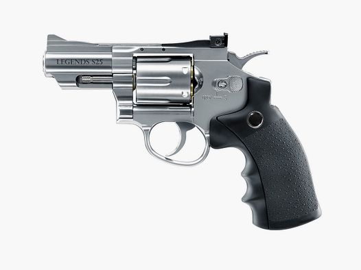 CO2 Revolver Umarex Legends S25 2,5 Zoll Lauf Vollmetall Nickel Finish Kaliber 4,5 mm Diabolo (P18)