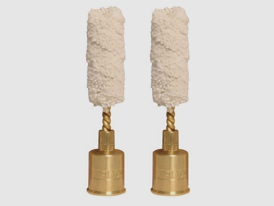 2 Pufferpatronen Messing mit Wollmop Flinte 28GA
