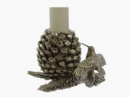 Accessoires Lovergreen Support de bougie Motif : pomme de pin avec bécasse des bois