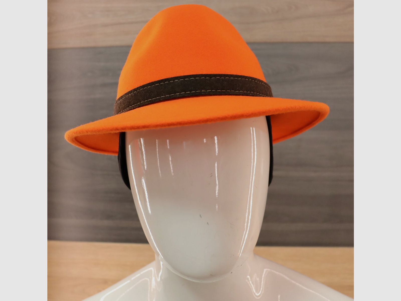 Cappello Fedora Città in Feltro di Lana Arancione-Marrone con Protezione per Orecchie Ripiegabile, immagine 5 di 8