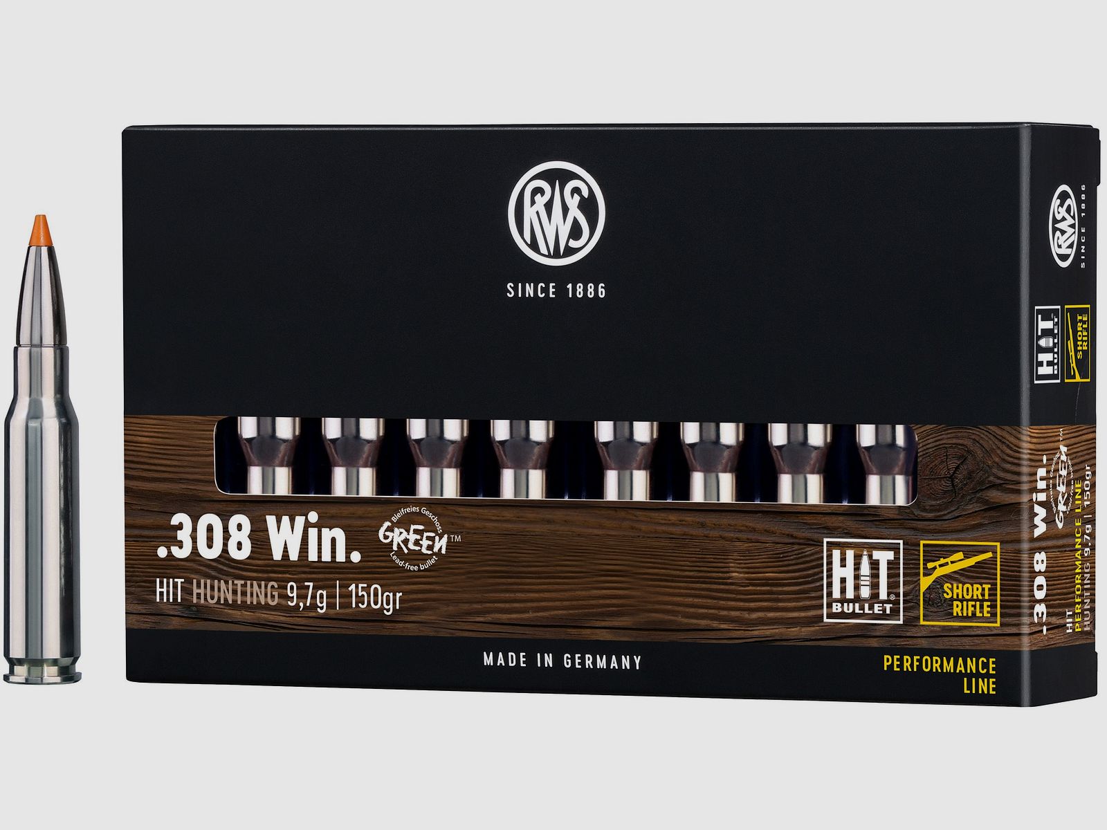 RWS Cartuchos de rifle Hit Short Rifle .308 Win. 150 grains