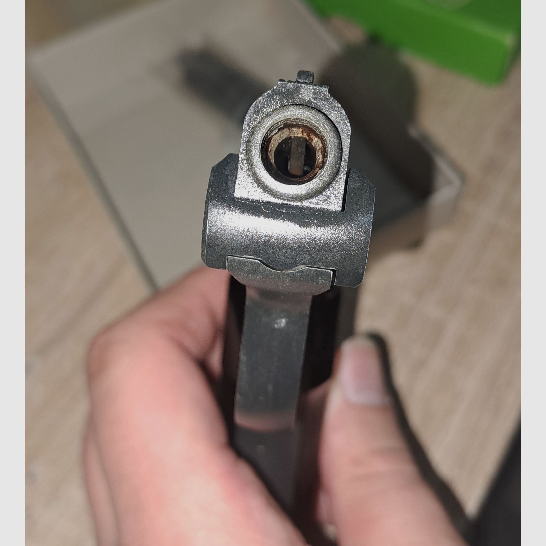 Alte Rhöner SM 15 Kal. 8 mm Knall im PTB 83/2 mit Verpackung!