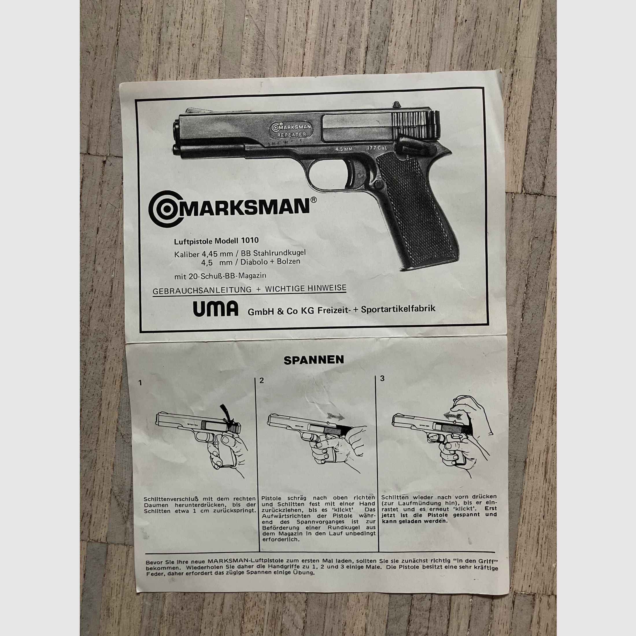 Marksman 1010 Repeater pistolet à air comprimé – calibre 4,5 mm / .177 – dans la boîte d'origine, image 3 sur 6