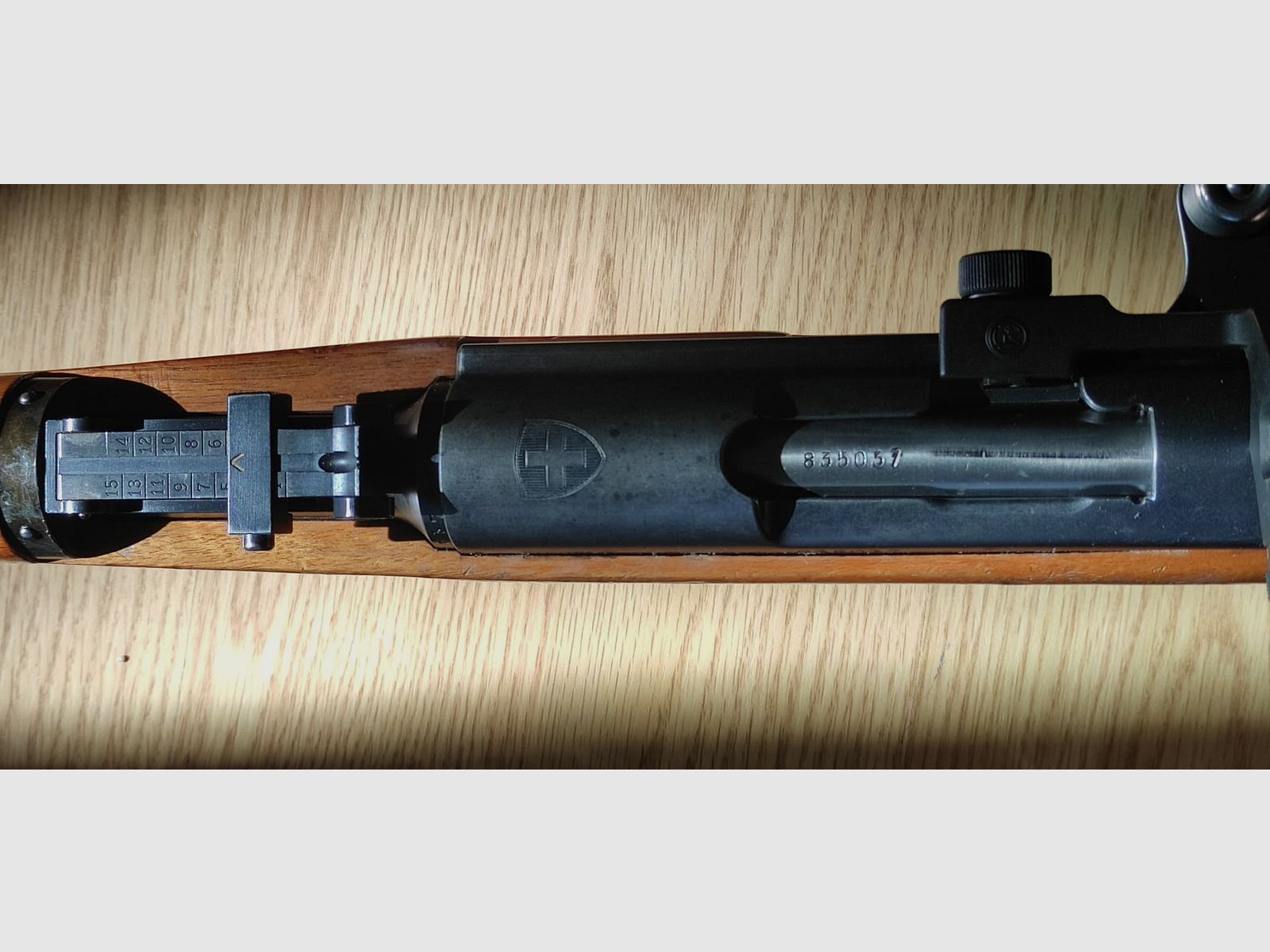 Geradezugrepetierer Ordonnanz Schweiz K31 mit Diopter 7,5x55 Swiss Schmidt Rubin, Bild 7 von 8