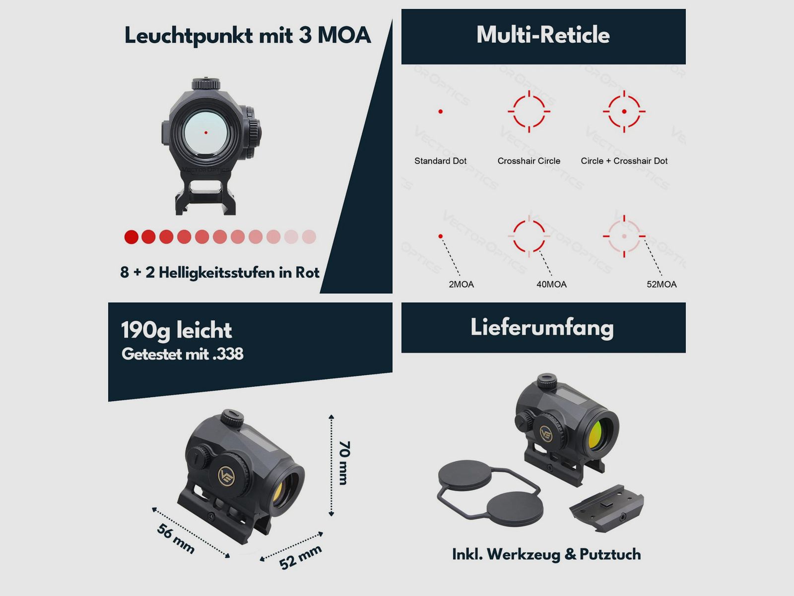 Vector Optics Scrapper 1x25 SOL Solar Leuchtpunktvisier SCRD-SM46 Red Dot Visier Jagd PCC Sport IPSC